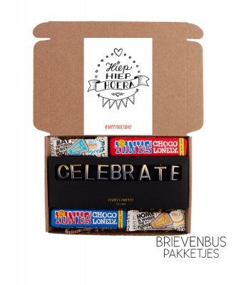 celebrate,brievenbus pakketje,tony chocolonely,hiep hiep hoera,brievenbuspakje,brievenbuspakketje